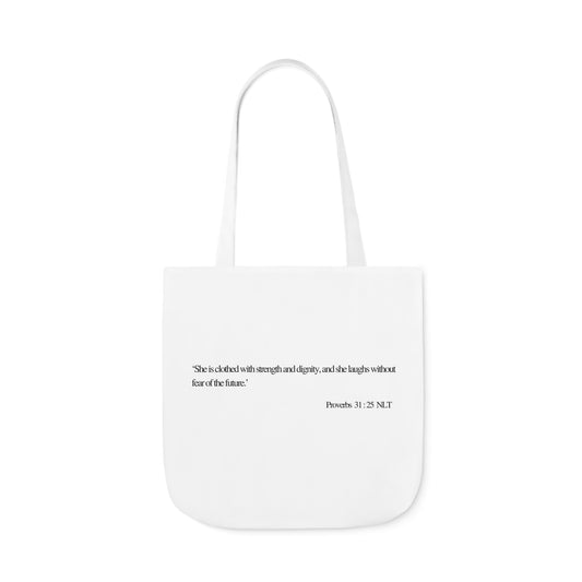 Proverbs 31:25 Canvas Tote Bag