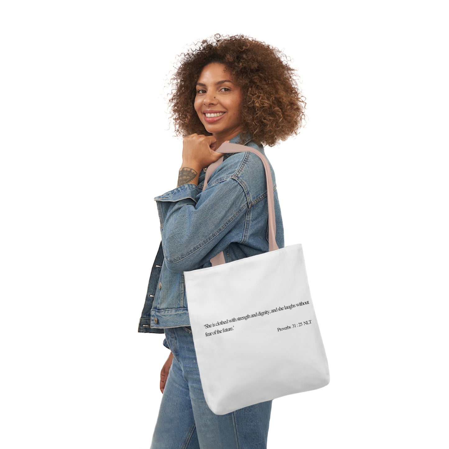 Proverbs 31:25 Canvas Tote Bag