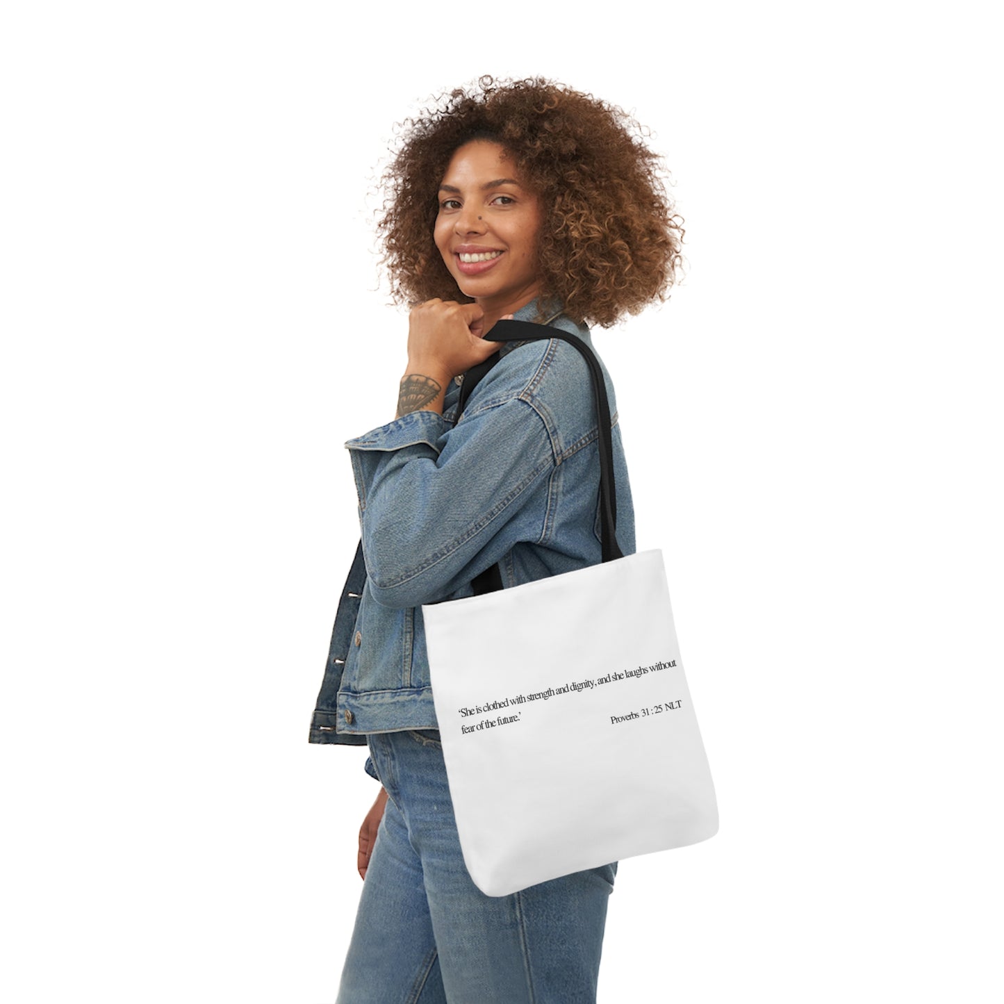 Proverbs 31:25 Canvas Tote Bag